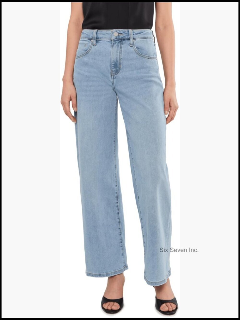 Mid-Rise Wide Leg Jeans Stretch Crosshatch